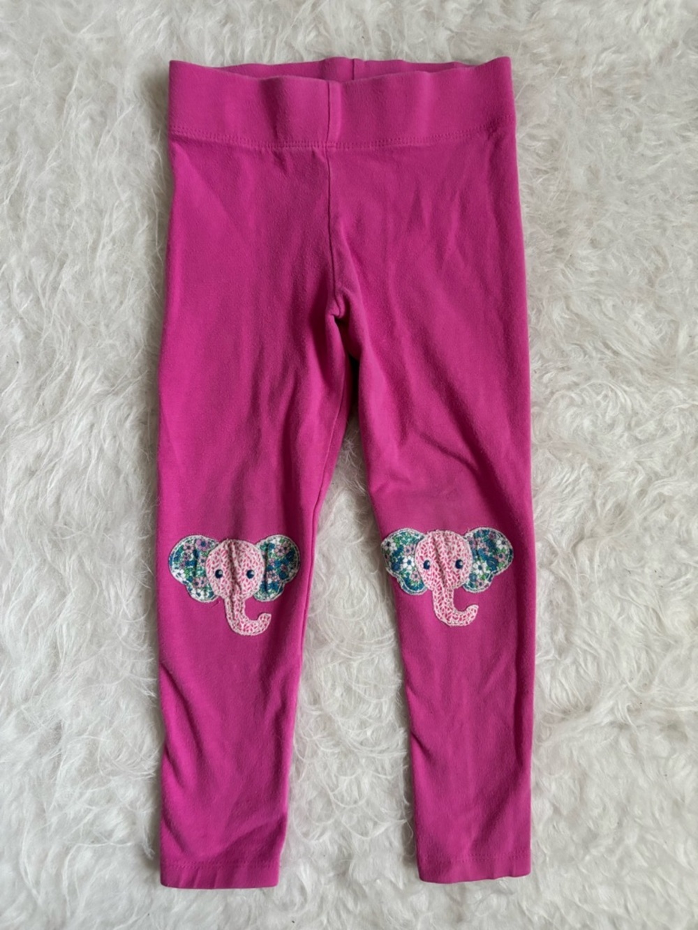 Boden Hot Pink Elephant Knee Appliqué Leggings
